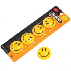 Магниты CHINA Комплект круглых желтых магнитов "Smile" для доски (d=40mm, 4 шт)
