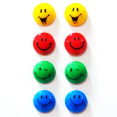 Магнит CHINA Комплект круглых цветных магнитов "Smile" для доски (d=20mm, 8 шт)