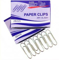  Office Line Скрепки 28мм, 100шт, круглые никелированные